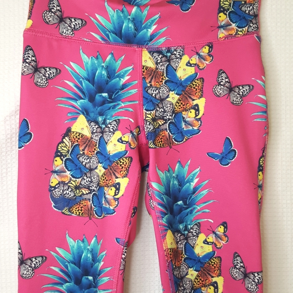 COPY - Gap Fit Girls 10-11 (Lg) Pink Tropical Butterfly Pineapple Leggings Pants